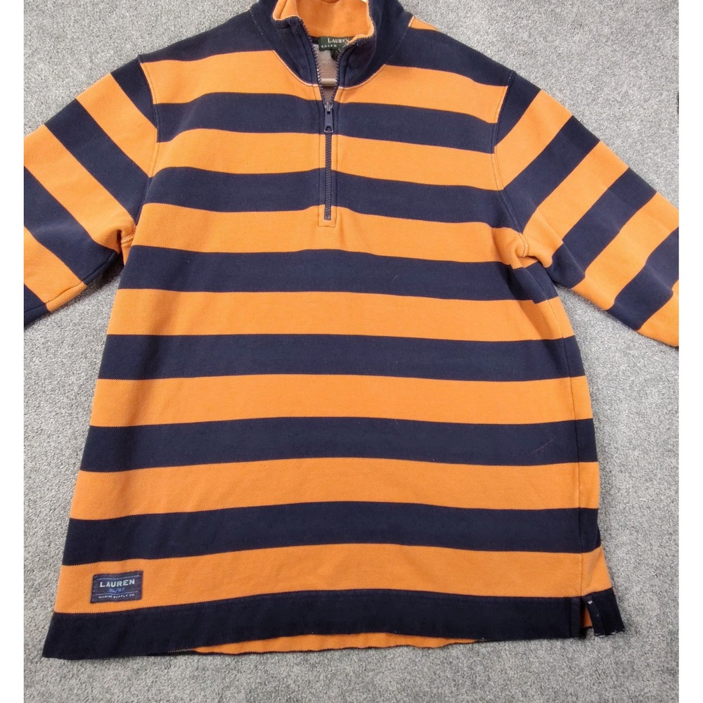 Lauren Ralph Lauren RL67 Marine Supply Co 1/4 Zip Pullover Blue Orange 1X
